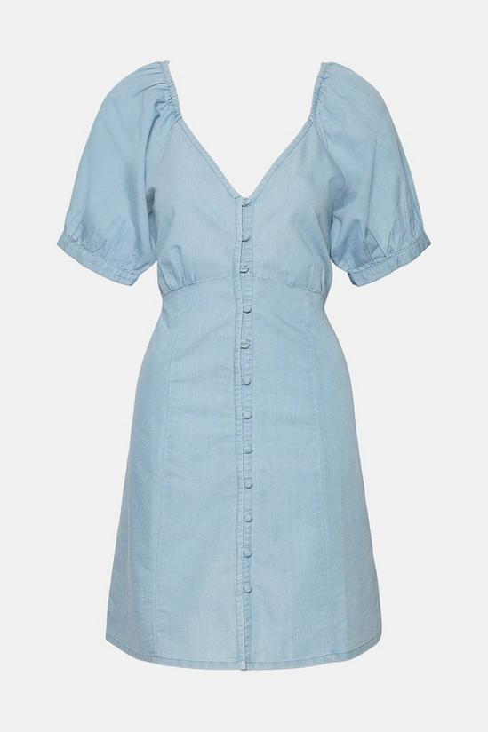 Warehouse Denim Puff Sleeve Mini Tea Dress 5