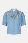 Warehouse Embroidered Western Style Denim Shirt thumbnail 5