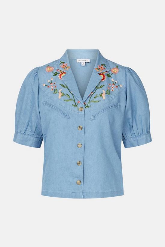 Warehouse Embroidered Western Style Denim Shirt 5