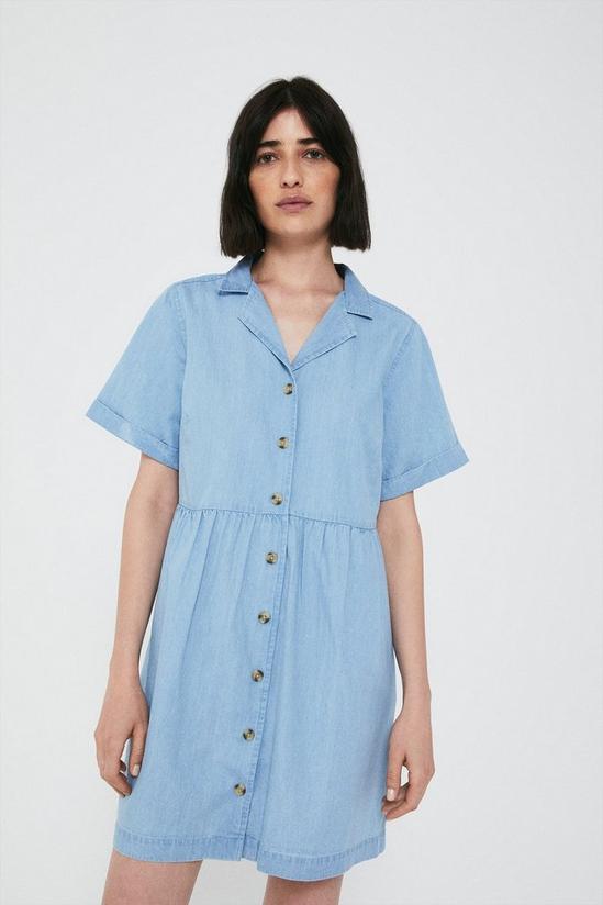 Warehouse Denim Revere Collar Mini Shirt Dress 1