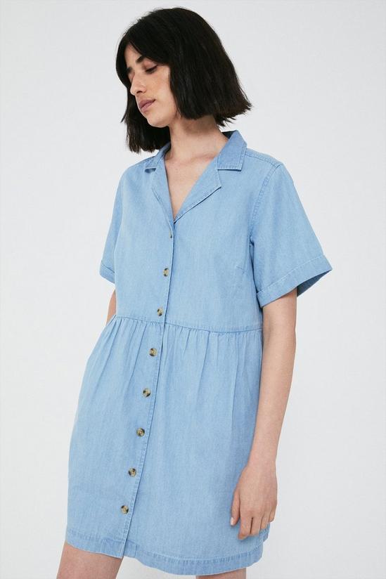 Warehouse Denim Revere Collar Mini Shirt Dress 4