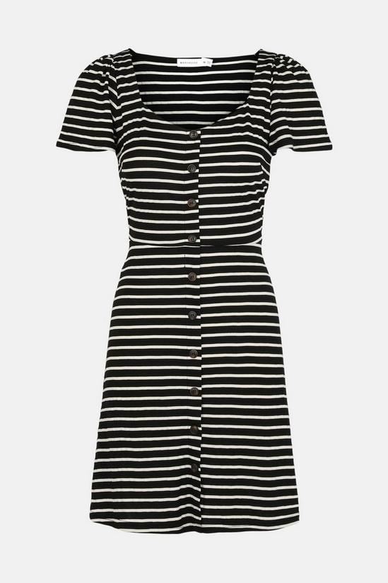 Warehouse Stripe Pique Sweetheart Neck Short Dress 5