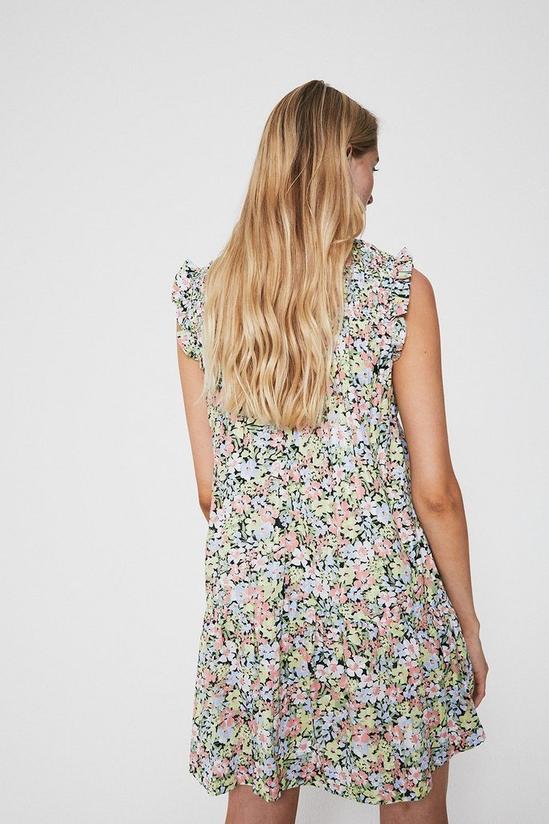 Warehouse Bright Floral Textured Frill Shoulder Dress 3