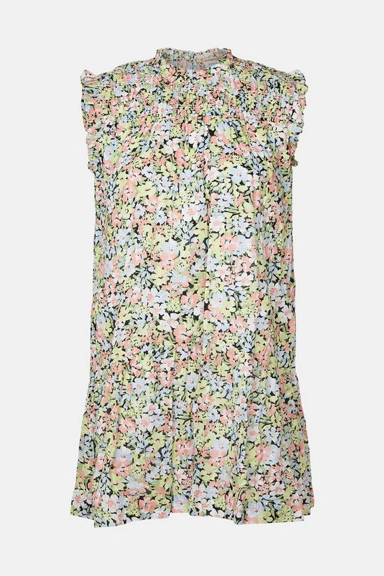 Warehouse Bright Floral Textured Frill Shoulder Dress 5