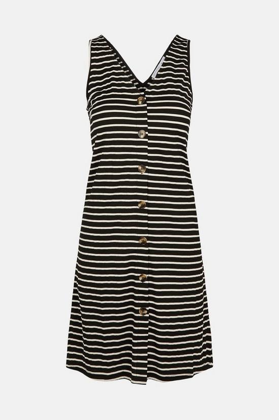 Warehouse Stripe Pique Button Through Short Dress 5