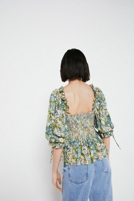 Warehouse Floral Smocked Puff Sleeve Blouse 3