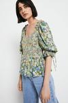 Warehouse Floral Smocked Puff Sleeve Blouse thumbnail 4