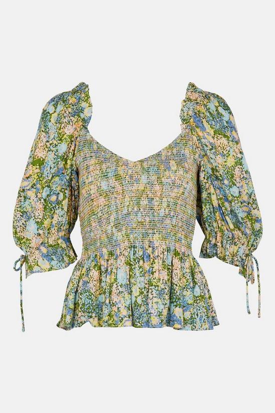 Warehouse Floral Smocked Puff Sleeve Blouse 5