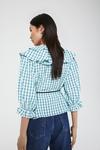Warehouse Wrap Top With Ruffles In Check thumbnail 3