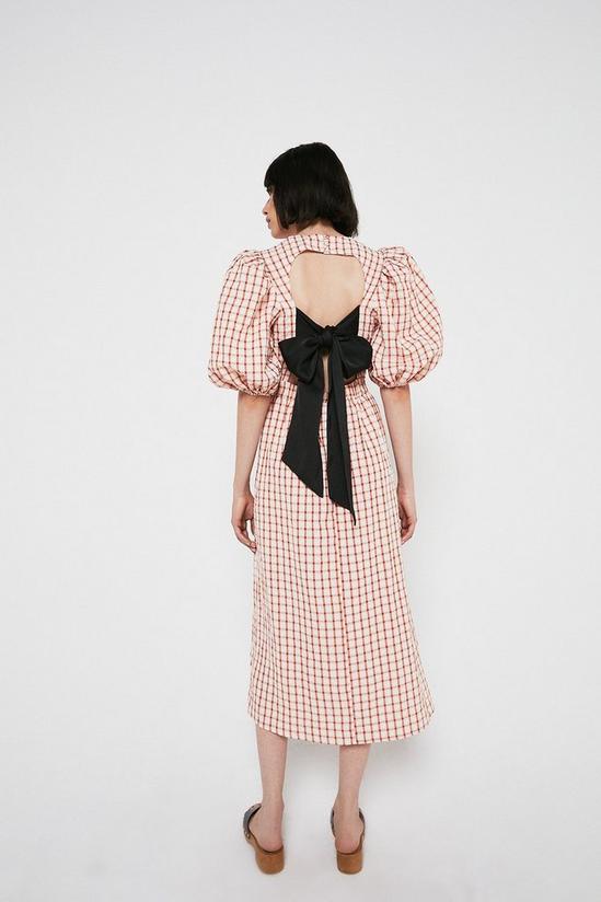 Warehouse Midi Dress With Contrast Tie Back In Check 3