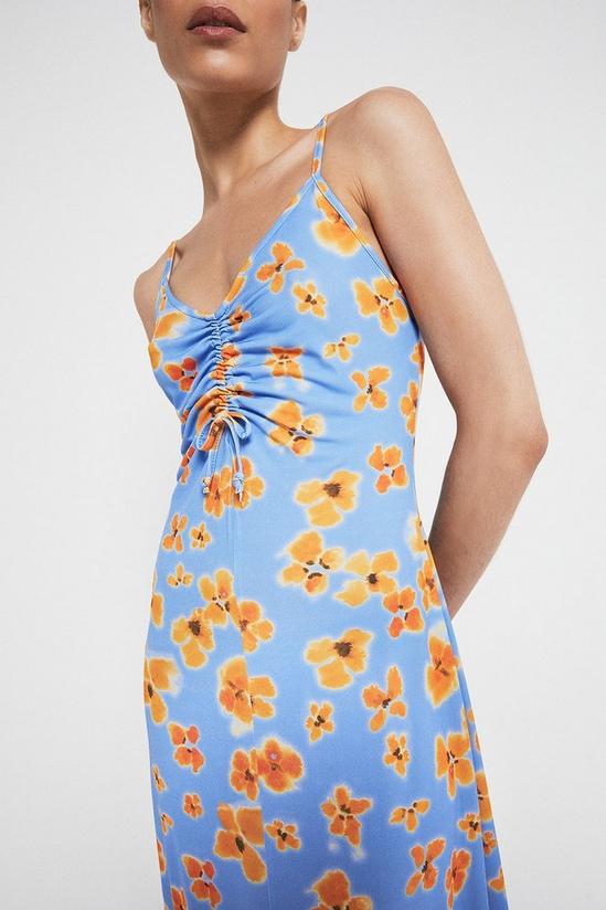 Warehouse Printed Ruched Front Cami Midi Dress 2