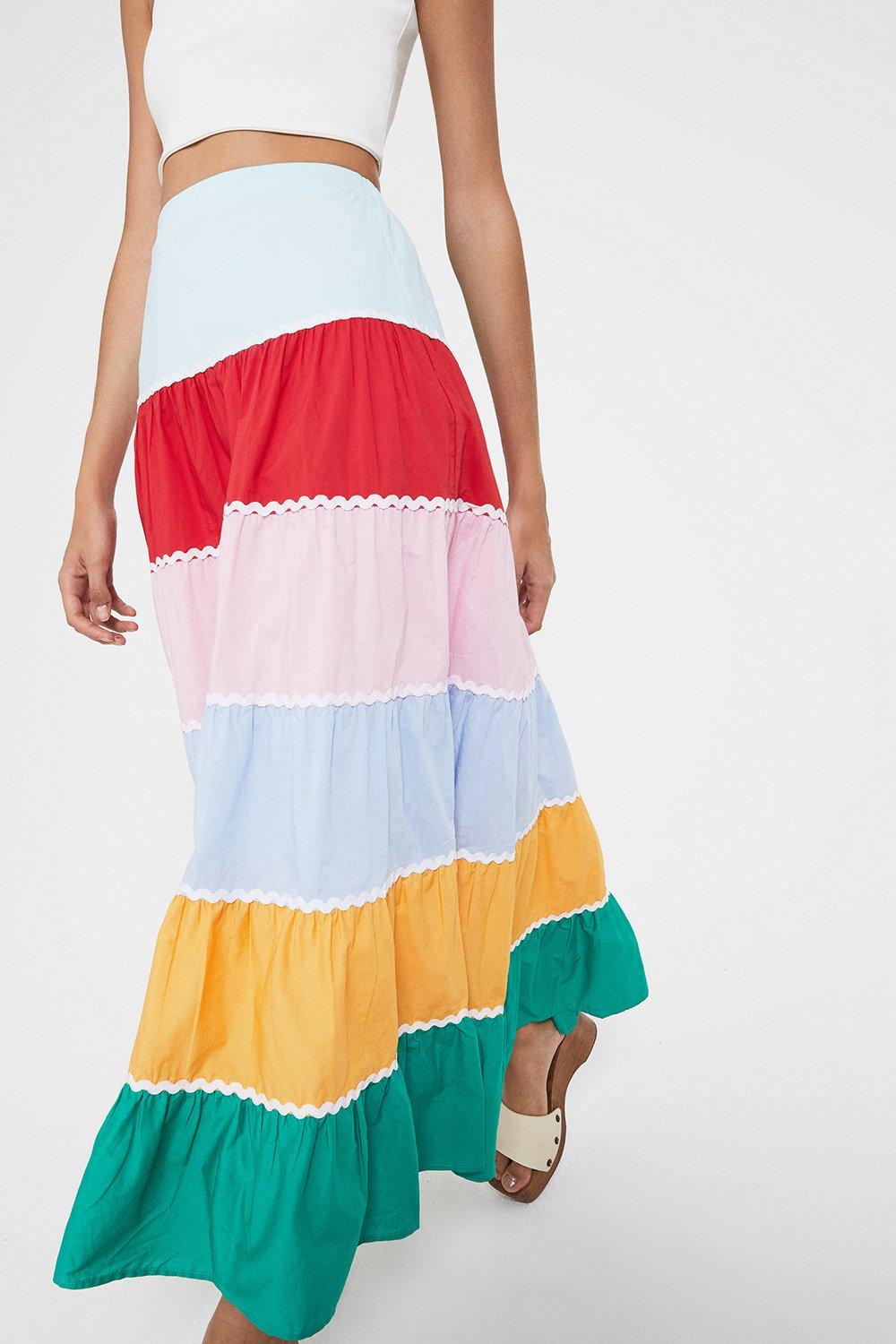 High low cheap skirt rainbow