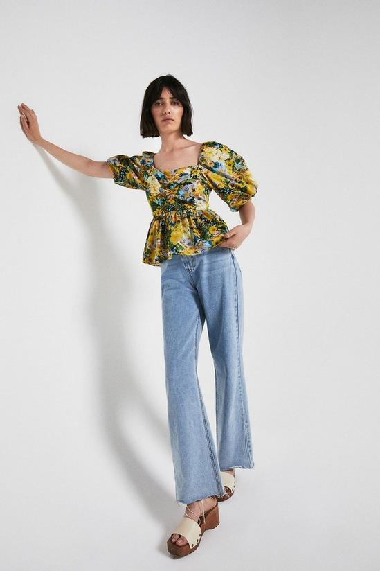 Warehouse Photographic Floral Tie Back Top 2