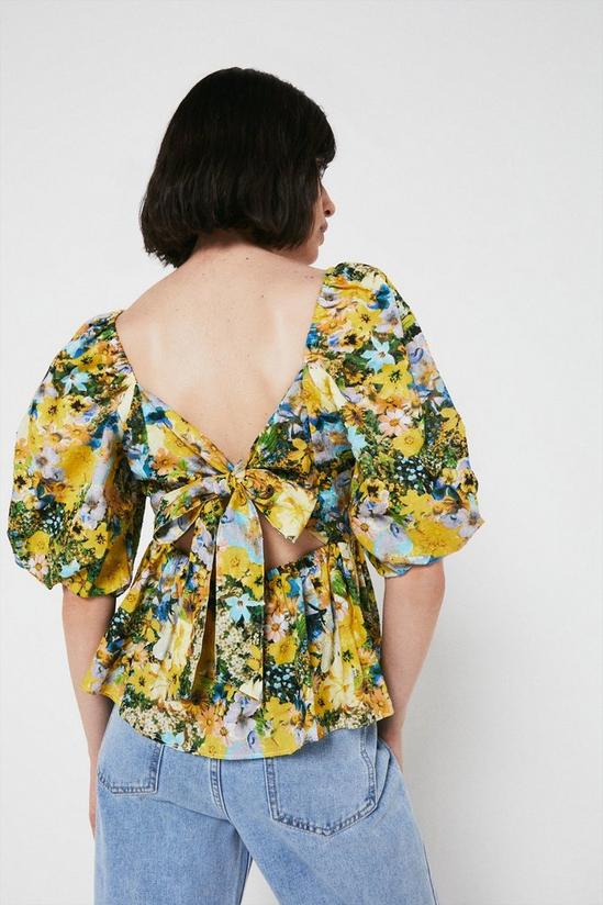 Warehouse Photographic Floral Tie Back Top 3