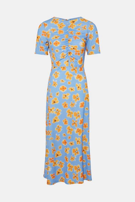 Warehouse Printed Ruched Front Midi Dress 5