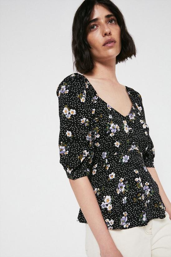 Warehouse Sweetheart Neck Floral Top 1