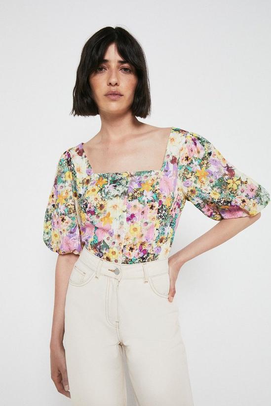 Warehouse Square Neck Photographic Floral Top 1