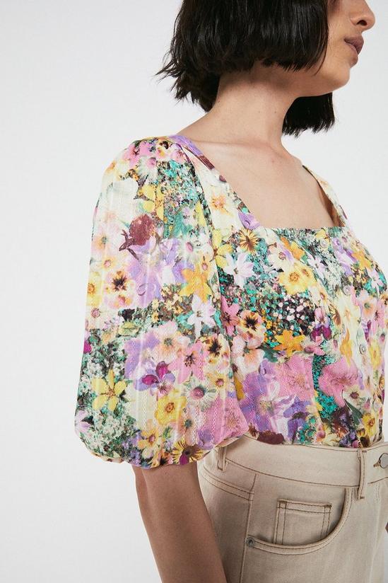 Warehouse Square Neck Photographic Floral Top 2