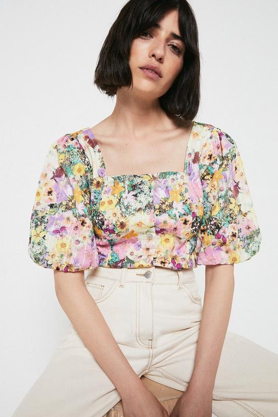 Warehouse Square Neck Photographic Floral Top 4