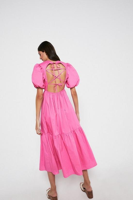 Warehouse Puff Sleeve Cotton Midi Dress 3