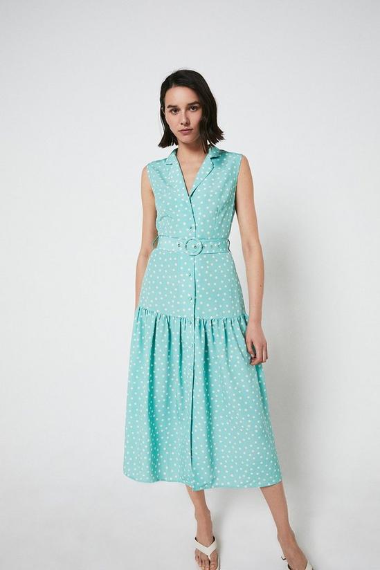 Warehouse Sleeveless Dress With Buttons In Spot 1