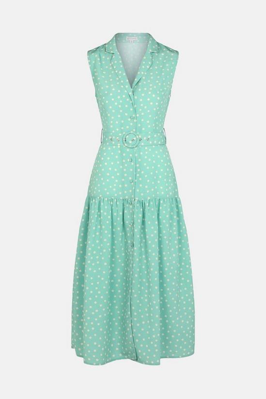 Warehouse Sleeveless Dress With Buttons In Spot 5
