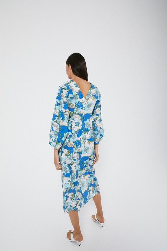 Warehouse Kimono Sleeve Dress In 70s Swirl Print 3