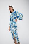 Warehouse Kimono Sleeve Dress In 70s Swirl Print thumbnail 4