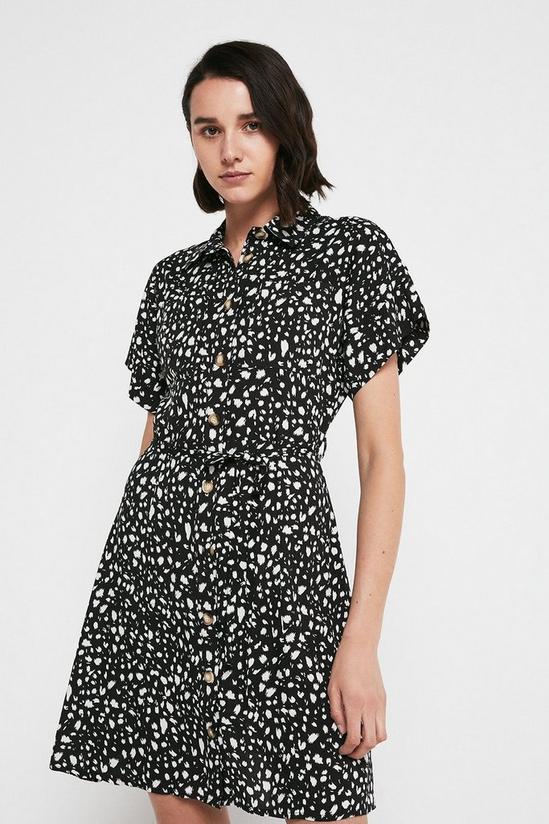 Warehouse Animal Print Relaxed Belted Mini Shirt Dress 1