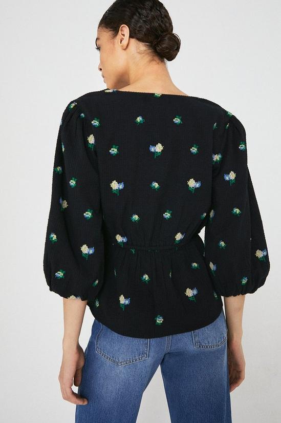 Warehouse Wrap Top With Floral Embroidery 3