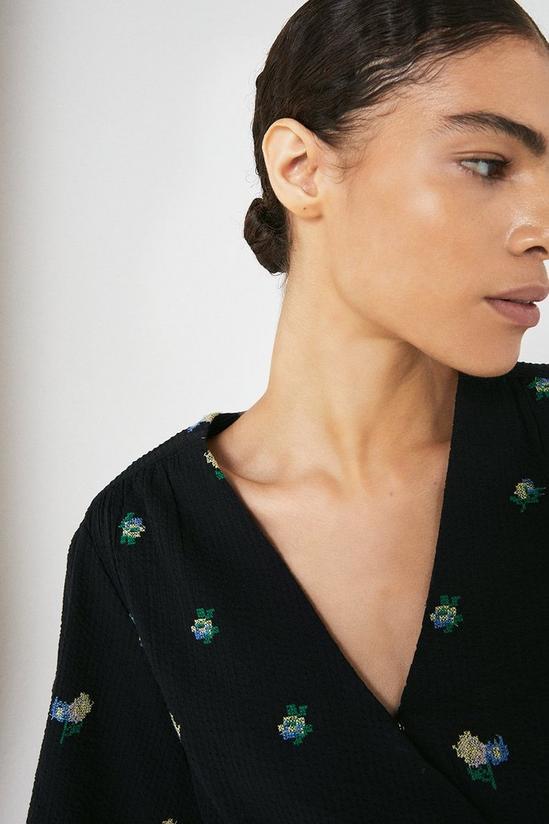 Warehouse Wrap Top With Floral Embroidery 4