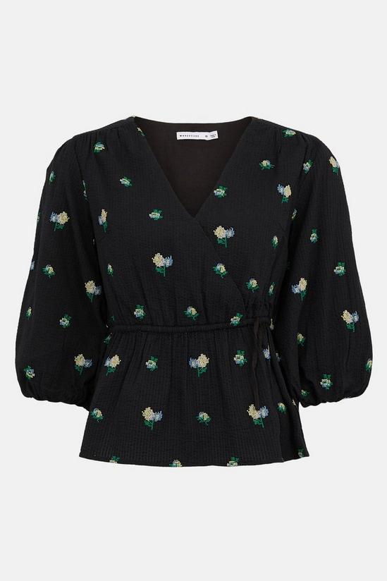 Warehouse Wrap Top With Floral Embroidery 5