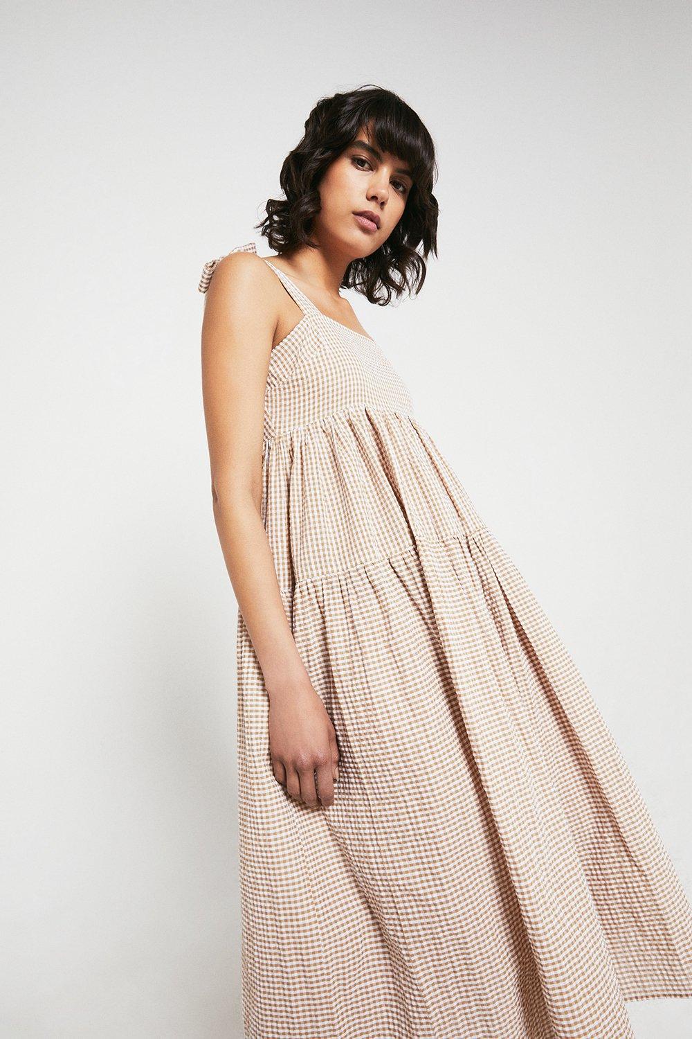 Tie shoulder store midi dress