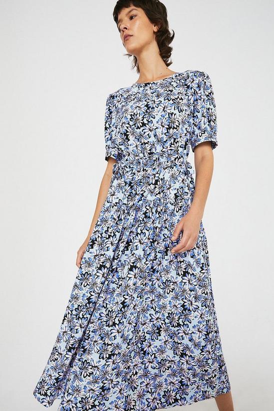 Warehouse Midi Dress With Tie Side In Floral 1