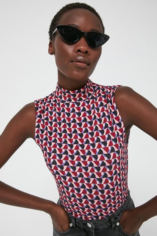Warehouse Printed Funnel Neck Sleeveless Top 1
