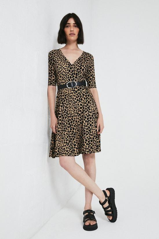 Warehouse Printed Belted Wrap Short Sleeve Dress 4
