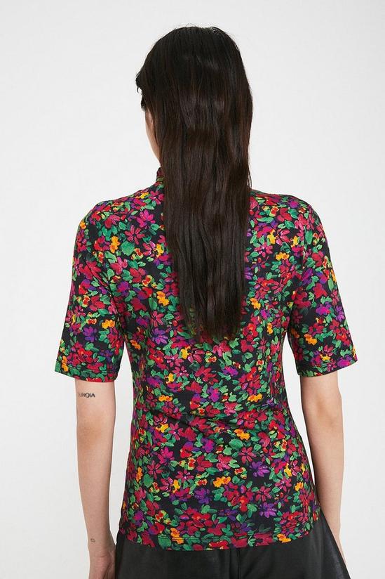 Warehouse Printed Funnel Neck Short Sleeve Top 3