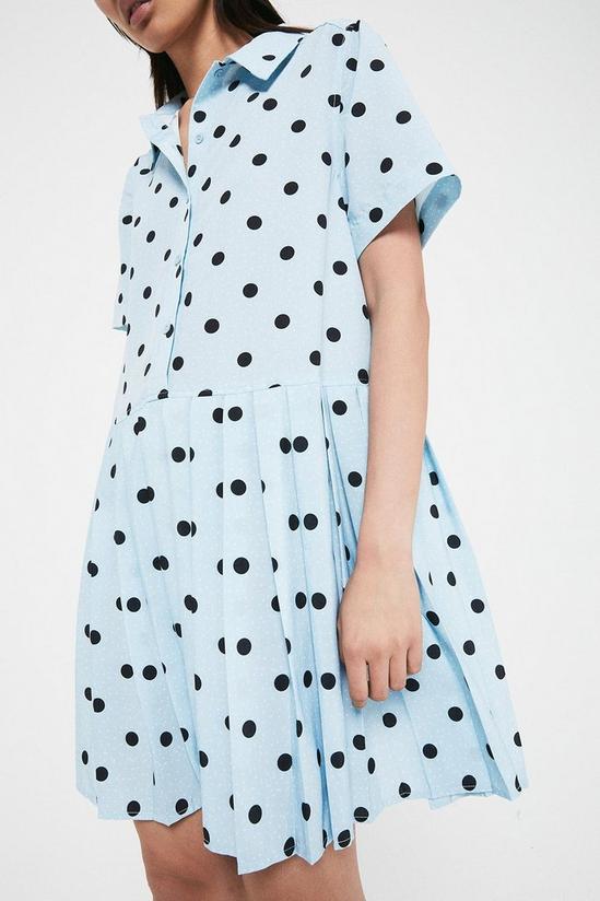 Warehouse Polka Dot Pleated Hem Mini Dress 1
