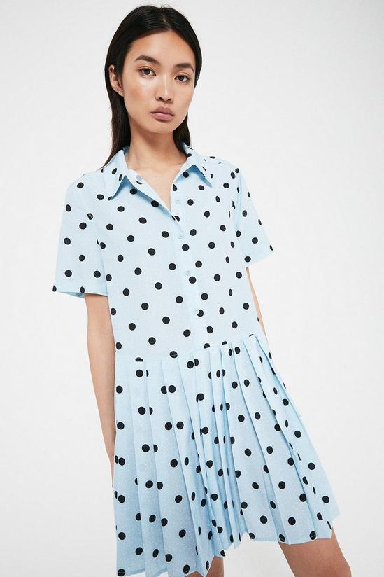 Warehouse Polka Dot Pleated Hem Mini Dress 4