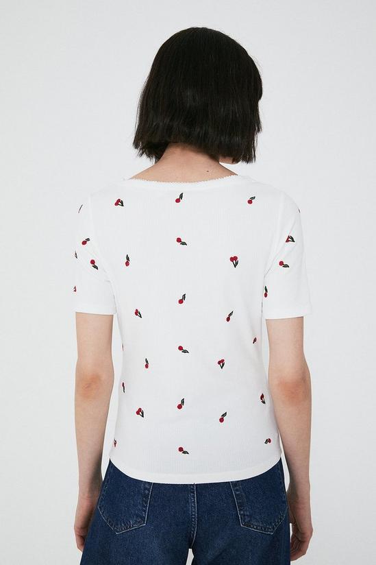 Warehouse Embroidered Cherry Scoop Neck Top 3