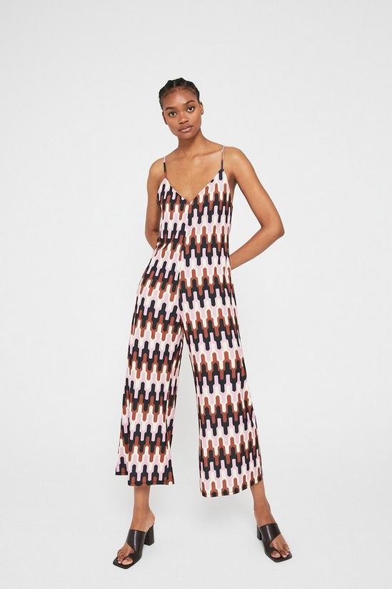 Warehouse Printed Strappy Cross Back Jumpsuit 1