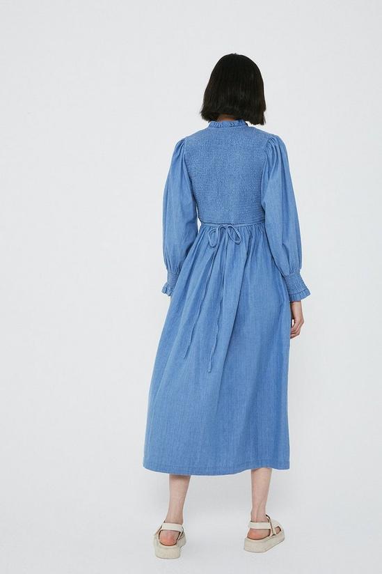 Warehouse Smocked Wrap Midi Dress With Puff Sleeves 3