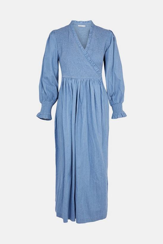 Warehouse Smocked Wrap Midi Dress With Puff Sleeves 5