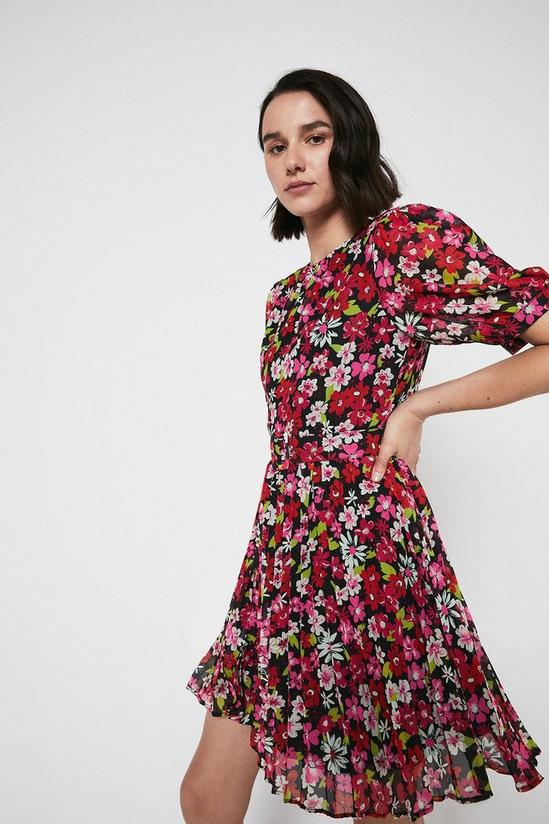 Warehouse Mini Dress With Pleated Skirt 1