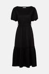 Warehouse Pique Puff Sleeve Belted Tiered Midi Dress thumbnail 5
