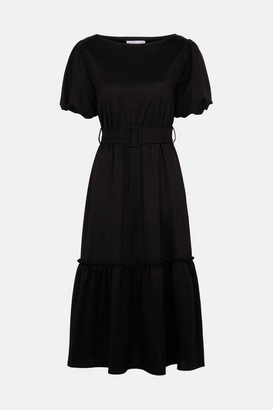 Warehouse Pique Puff Sleeve Belted Tiered Midi Dress 5