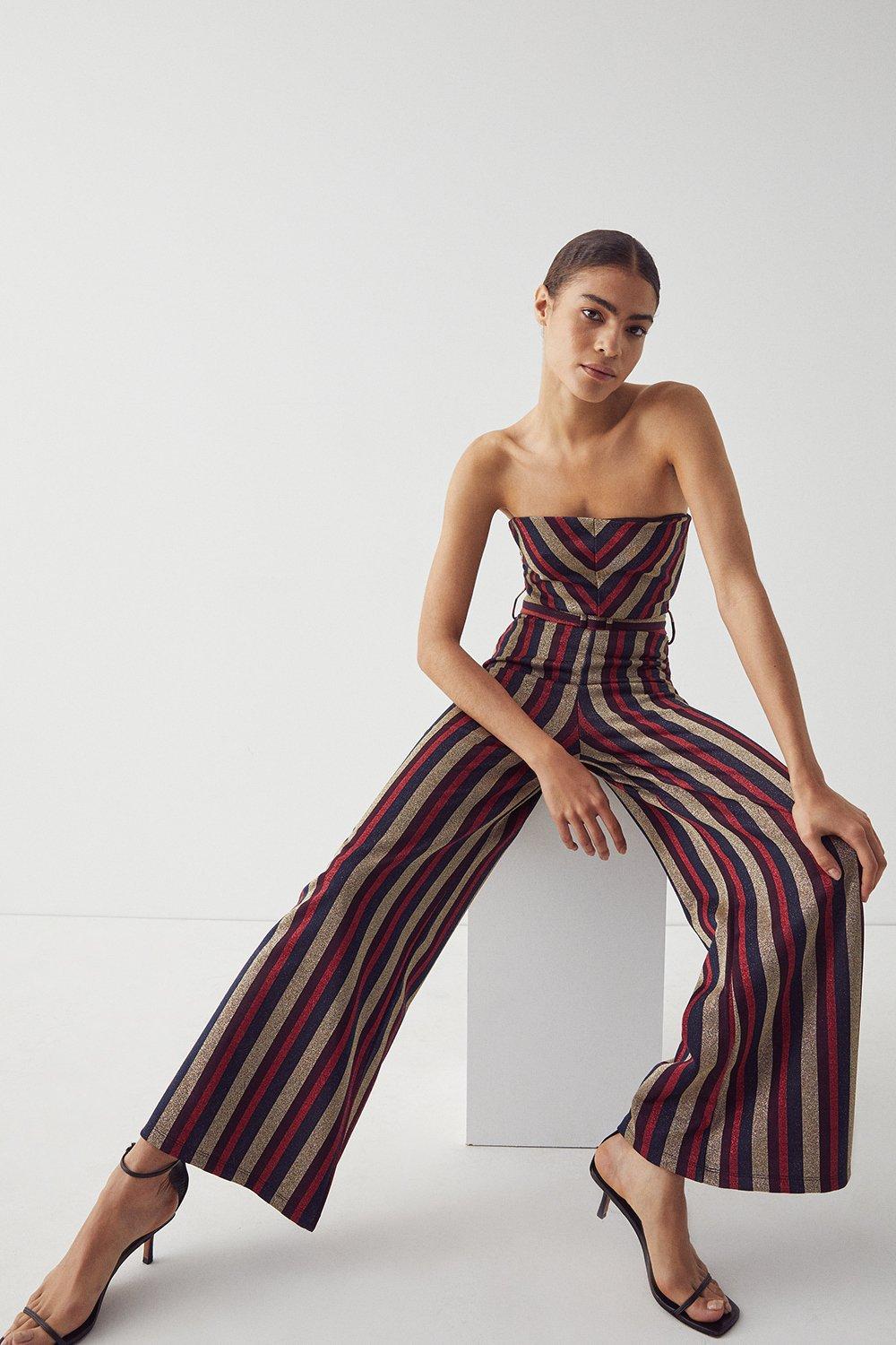 Warehouse store stripe jumpsuit