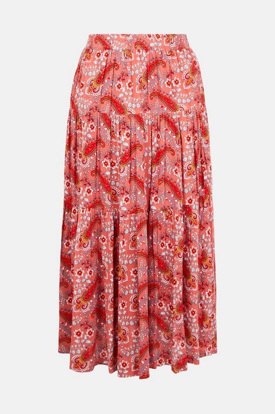 Warehouse Printed Cheesecloth Tiered Midi Skirt 5
