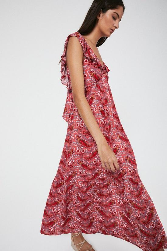 Warehouse Printed Cheesecloth Frill Maxi Dress 1