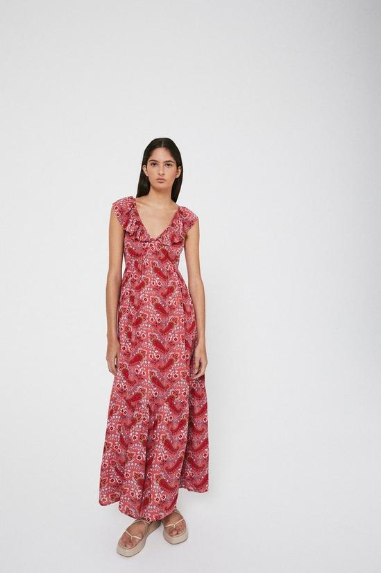 Warehouse Printed Cheesecloth Frill Maxi Dress 4